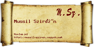 Mussil Szirén névjegykártya